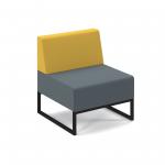 Nera modular soft seating single bench with back and black frame - elapse grey seat with lifetime yellow back NERA-S-B-K-EG-LY