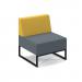 Nera modular soft seating single bench with back and black frame - elapse grey seat with lifetime yellow back