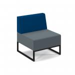 Nera modular soft seating single bench with back and black frame - elapse grey seat with maturity blue back NERA-S-B-K-EG-MB