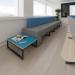 Nera modular soft seating single bench with back and black frame - elapse grey seat with maturity blue back