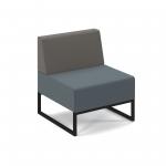 Nera modular soft seating single bench with back and black frame - elapse grey seat with present grey back NERA-S-B-K-EG-PG