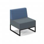 Nera modular soft seating single bench with back and black frame - elapse grey seat with range blue back NERA-S-B-K-EG-RB
