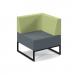 Nera modular soft seating single bench with back and left arm and black frame - elapse grey seat with endurance green back