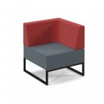 Nera modular soft seating single bench with back and left arm and black frame - elapse grey seat with extent red back NERA-S-BLA-K-EG-ER