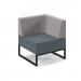 Nera modular soft seating single bench with back and left arm and black frame - elapse grey seat with forecast grey back