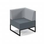 Nera modular soft seating single bench with back and left arm and black frame - elapse grey seat with late grey back NERA-S-BLA-K-EG-LG
