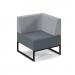 Nera modular soft seating single bench with back and left arm and black frame - elapse grey seat with late grey back