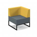 Nera modular soft seating single bench with back and left arm and black frame - elapse grey seat with lifetime yellow back NERA-S-BLA-K-EG-LY