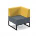Nera modular soft seating single bench with back and left arm and black frame - elapse grey seat with lifetime yellow back