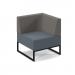 Nera modular soft seating single bench with back and left arm and black frame - elapse grey seat with present grey back