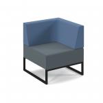 Nera modular soft seating single bench with back and left arm and black frame - elapse grey seat with range blue back NERA-S-BLA-K-EG-RB