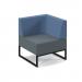 Nera modular soft seating single bench with back and left arm and black frame - elapse grey seat with range blue back