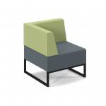 Nera modular soft seating single bench with back and right arm and black frame - elapse grey seat with endurance green back NERA-S-BRA-K-EG-EN