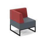 Nera modular soft seating single bench with back and right arm and black frame - elapse grey seat with extent red back NERA-S-BRA-K-EG-ER