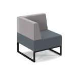 Nera modular soft seating single bench with back and right arm and black frame - elapse grey seat with forecast grey back NERA-S-BRA-K-EG-FG