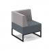 Nera modular soft seating single bench with back and right arm and black frame - elapse grey seat with forecast grey back