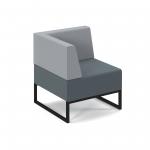 Nera modular soft seating single bench with back and right arm and black frame - elapse grey seat with late grey back NERA-S-BRA-K-EG-LG