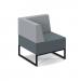 Nera modular soft seating single bench with back and right arm and black frame - elapse grey seat with late grey back