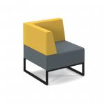 Nera modular soft seating single bench with back and right arm and black frame - elapse grey seat with lifetime yellow back NERA-S-BRA-K-EG-LY