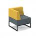 Nera modular soft seating single bench with back and right arm and black frame - elapse grey seat with lifetime yellow back