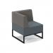Nera modular soft seating single bench with back and right arm and black frame - elapse grey seat with present grey back