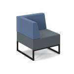 Nera modular soft seating single bench with back and right arm and black frame - elapse grey seat with range blue back NERA-S-BRA-K-EG-RB