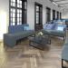 Nera modular soft seating single bench with black frame - elapse grey NERA-S-K-EG