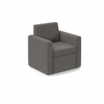 Oslo square back reception 1 seater sofa 800mm wide - present grey OSL50001-PG