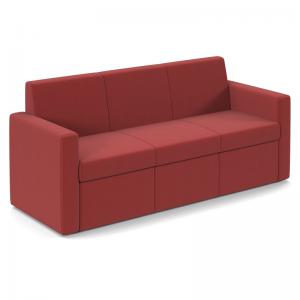 Oslo square back reception 3 seater sofa 1880mm wide - extent red