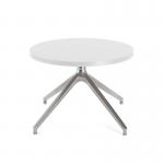 Otis coffee table 600mm diameter with chrome pyramid base - white OTIS01-CT-WH
