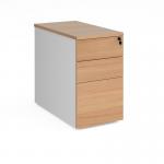 Deluxe desk high 3 drawer pedestal 800mm deep - white with beech drawers