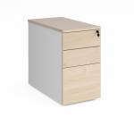 Deluxe desk high 3 drawer pedestal 800mm deep - white with maple drawers