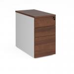 Duo desk high 3 drawer pedestal 800mm deep - white with walnut drawers