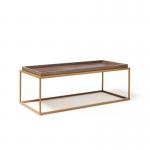 Parma rectangular coffee table with a matt gold steel frame and Venus top PAR1100