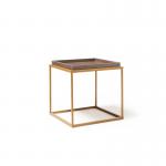 Parma square side table with a matt gold steel frame and Venus top PAS500