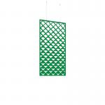 Piano Chords acoustic patterned hanging screens in dark green 1200 x 600mm with hanging wires and hooks - Reflection (4 pack) PC126-R-DN
