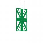 Piano Chords acoustic patterned hanging screens in dark green 1200 x 600mm with hanging wires and hooks - Union (4 pack) PC126-U-DN