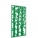 Piano Chords acoustic patterned hanging screens in dark green 2400 x 1200mm with hanging wires and hooks - Ebony PC2412-E-DN