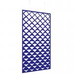 Piano Chords acoustic patterned hanging screens in dark blue 2400 x 1200mm with hanging wires and hooks - Reflection PC2412-R-DB