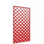 Piano Chords acoustic patterned hanging screens in red 2400 x 1200mm with hanging wires and hooks - Reflection PC2412-R-R