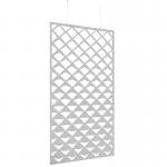 Piano Chords acoustic patterned hanging screens in silver grey 2400 x 1200mm with hanging wires and hooks - Reflection PC2412-R-SG