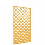 Piano Chords acoustic patterned hanging screens in yellow 2400 x 1200mm with hanging wires and hooks - Reflection PC2412-R-Y