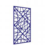 Piano Chords acoustic patterned hanging screens in dark blue 2400 x 1200mm with hanging wires and hooks - Shatter PC2412-S-DB