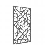 Piano Chords acoustic patterned hanging screens in dark grey 2400 x 1200mm with hanging wires and hooks - Shatter PC2412-S-DG