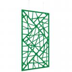 Piano Chords acoustic patterned hanging screens in dark green 2400 x 1200mm with hanging wires and hooks - Shatter PC2412-S-DN