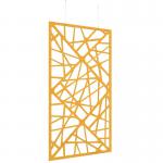 Piano Chords acoustic patterned hanging screens in yellow 2400 x 1200mm with hanging wires and hooks - Shatter PC2412-S-Y