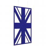 Piano Chords acoustic patterned hanging screens in dark blue 2400 x 1200mm with hanging wires and hooks - Union PC2412-U-DB