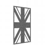 Piano Chords acoustic patterned hanging screens in dark grey 2400 x 1200mm with hanging wires and hooks - Union PC2412-U-DG