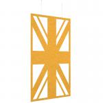 Piano Chords acoustic patterned hanging screens in yellow 2400 x 1200mm with hanging wires and hooks - Union PC2412-U-Y