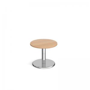 Pisa circular coffee table with round chrome base 600mm - beech